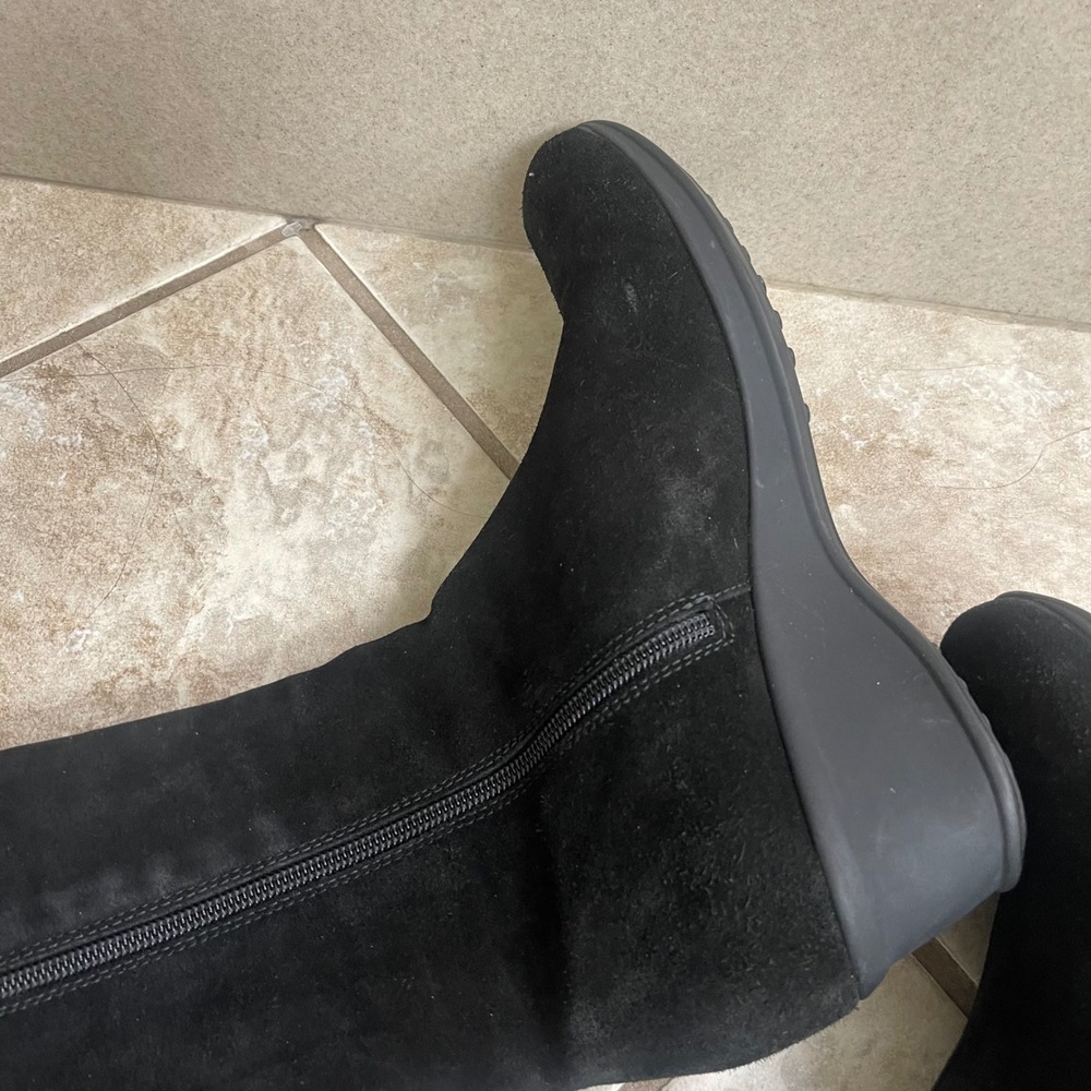 La Canadienne TARA Black Suede Wedge Boots Waterproof Size 9.5/39 inner zip - Picture 8 of 13